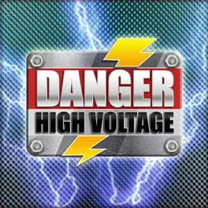 Tampilan visual slot Danger High Voltage dengan tema disko neon.